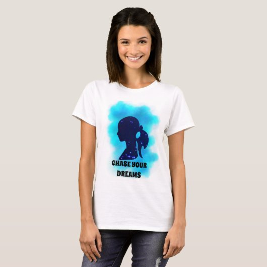 T-shirt Portrait Femmes Star Galaxy Chase ton rêve (Devant entier)