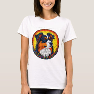 T-shirt Portrait Illustré Vibrant d'un Chien