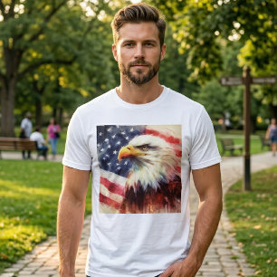 T-shirt Portrait majestueux de l'aigle américain avec le d