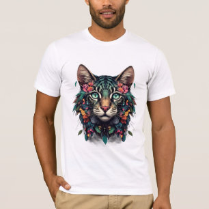 T-shirt Portrait mystique floral de chat
