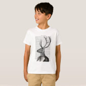 T-shirt Portrait noir et blanc de cerfs (Devant entier)