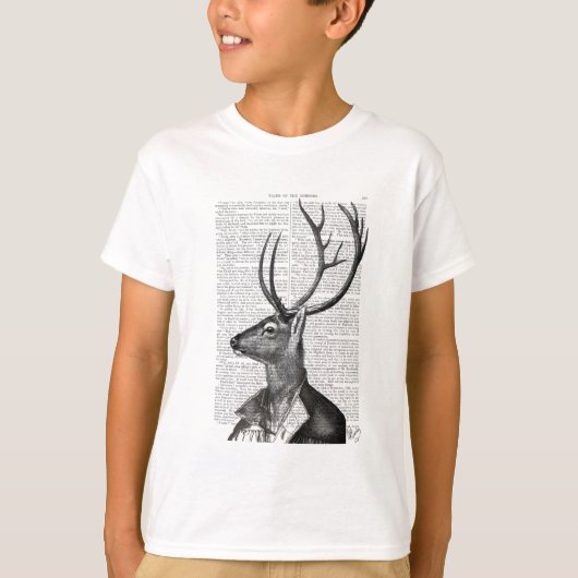 T-shirt Portrait noir et blanc de cerfs (Devant)