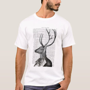 T-shirt Portrait noir et blanc de cerfs