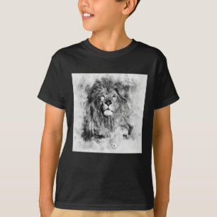 T-shirt Portrait noir et blanc du lion mâle