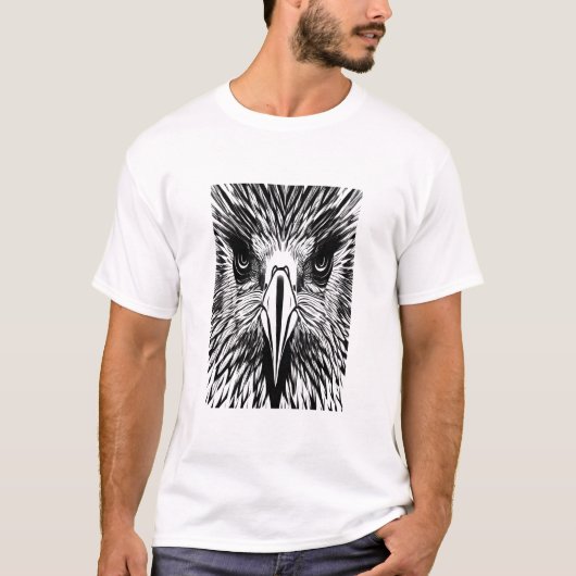 T-shirt Portrait noir et blanc d'un aigle | Art AI (Devant)