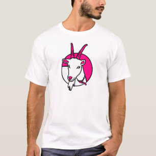 T-shirt Portrait numérique de chèvre rose