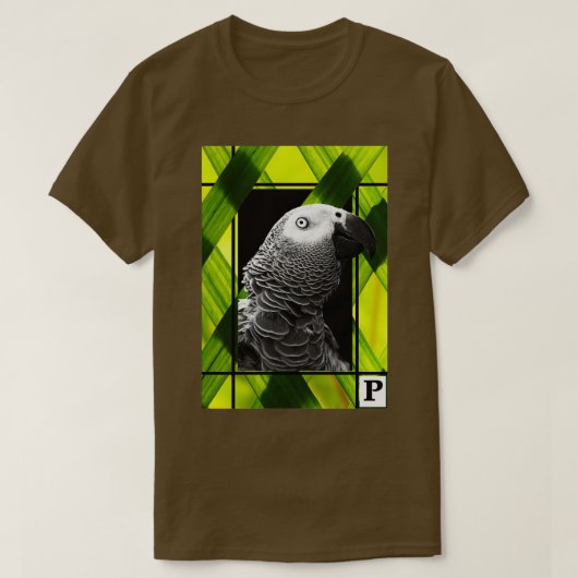 T-shirt Portrait original de perroquet gris (Design devant)