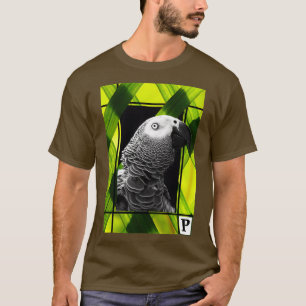 T-shirt Portrait original de perroquet gris