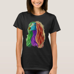 T-shirt Portrait Pop coloré Afghan Hound Dog Maman Maman