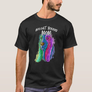 T-shirt Portrait Pop coloré Basset Hound Chien Maman Maman