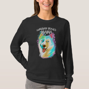 T-shirt Portrait Pop coloré Husky Chien Maman Maman Maman