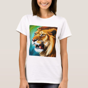 T-shirt Portrait Posé côté Lion rugissant-57566