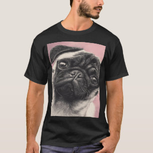 T-shirt Portrait réaliste de chien Carlin Fauve Art détail