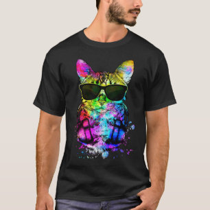 T-shirt Portrait rétro pop de chat Bengal avec casque audi