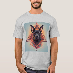 T-shirt Portrait stylisé de chien noir