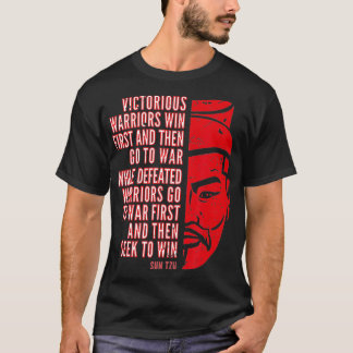 T-shirt Portrait Sun Tzu en rouge cool avec devis