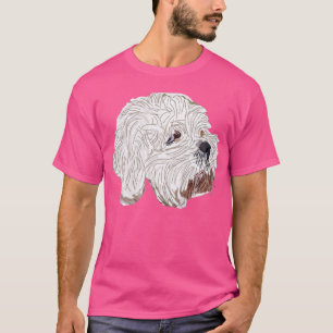 T-shirt Portrait Turquoise de Chien Mix Bichon Frise