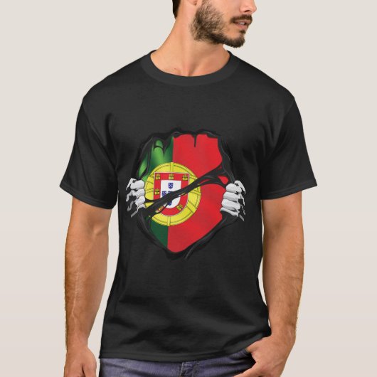 T-shirt Portugal Drapeau de racines pures Noir (Devant)