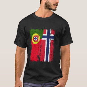 T-shirt Portugal Norvège Demi Drapeau Portugais Norvégien