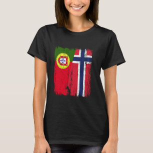 T-shirt Portugal Norvège Drapeau à moitié Portugais Norvèg