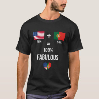 T-shirt Portugal Usa Chemise Drapeaux Moitié Portugais Moi