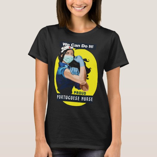 T-shirt Portuguese Proud Frontline Worker Rosie Riveter Nu (Devant)