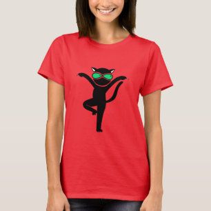 T-shirt Pose de chat de yoga drôle Humour Chat de yoga mig