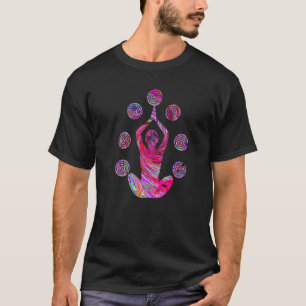 T-shirt Pose de méditation Yoga avec des spirales en rouge