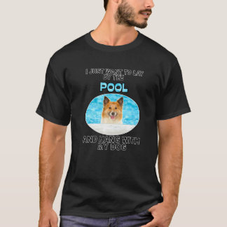T-shirt Pose Par Piscine & Hang W Islandais Sheepdog