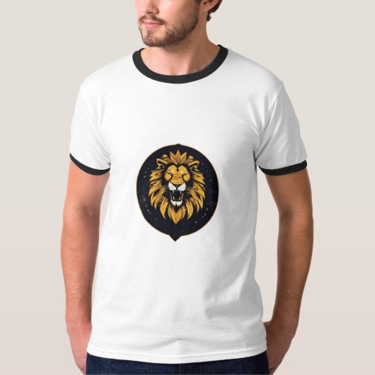 T-shirt pose royale rugissante d'un lion (Devant)