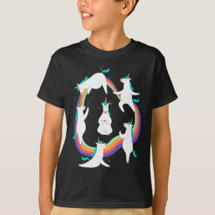 T-shirt Poses de salutation au soleil de yoga licorne arc-