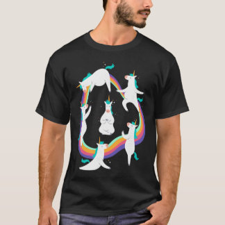 T-shirt Poses de salutation au soleil de yoga licorne Mème