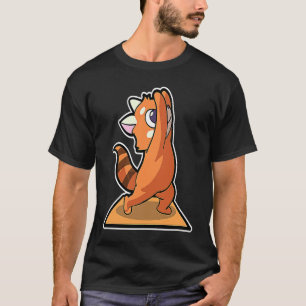 T-shirt Poses de yoga de Panda roux Sport Gymnastique Batt