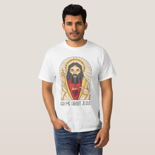T-shirt Posez-moi des questions sur Jésus (Devant entier)