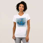 T-shirt Position, Abstrait bleu turquoise fractal (Devant entier)