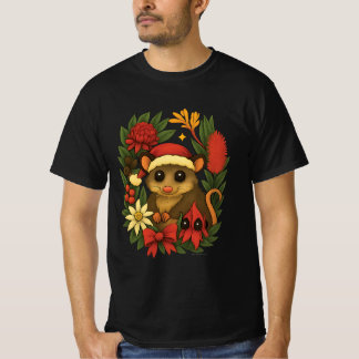 T-shirt Possum Christmas Wreath with native flowers