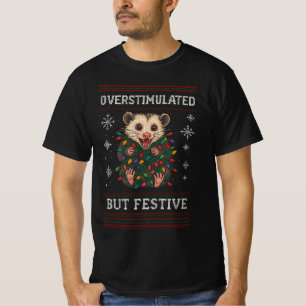 T-shirt Possum de Noël surstimulé mais festif Mème