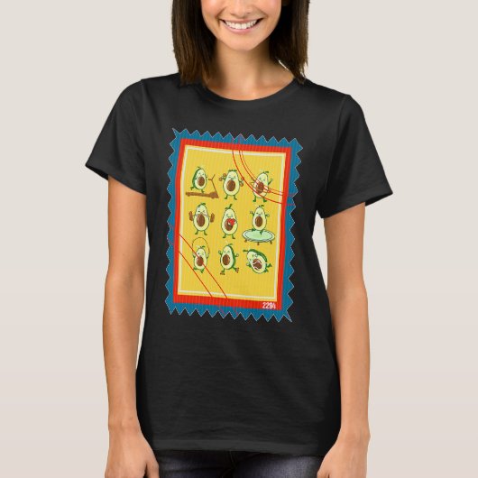 T-shirt Postage Stamp Vegetarian Avocado Workout (Devant)