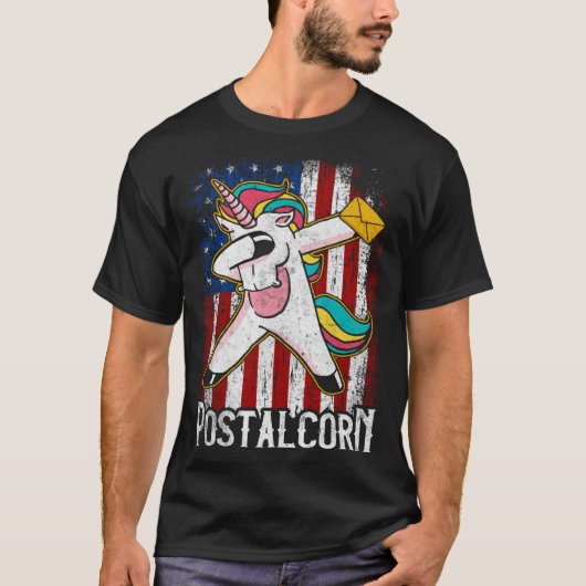 T-shirt Postal Corn Unicorn Mail Lady  Postal Worker (Devant)