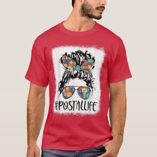 T-shirt Postallife Mail Carrier Postal Worker Bleached Mot