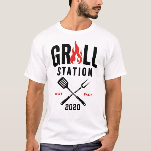T-shirt 🔥 Poste de grill créatif Restaurant de restaurati (Devant)