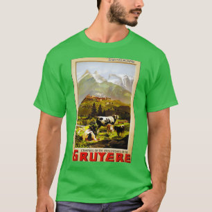 T-shirt Poste de voyage vintage Chemins de fer de Gruyere 