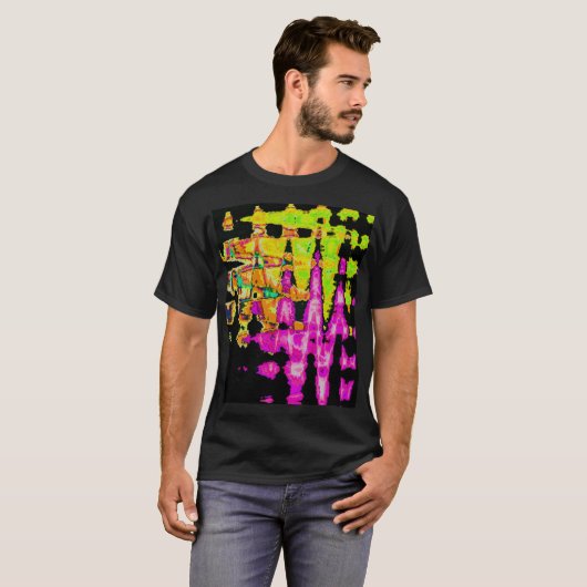 T-shirt Poster d'art Abstrait Neon Glitch Imprimer (Devant entier)