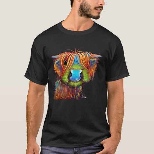 T-shirt Poster de animal d'impression de vaches de Highlan (Devant)