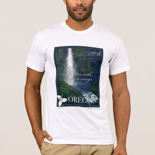 T-shirt Poster de la cascade de l'Oregon (Devant)