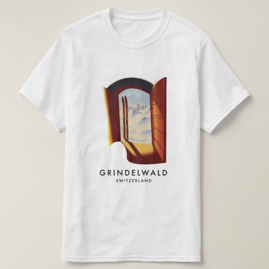 T-shirt poster de ski Grindelwald Suisse (Design devant)