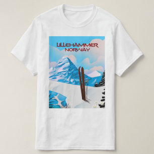 T-shirt Poster de ski Lillehammer Norvège.
