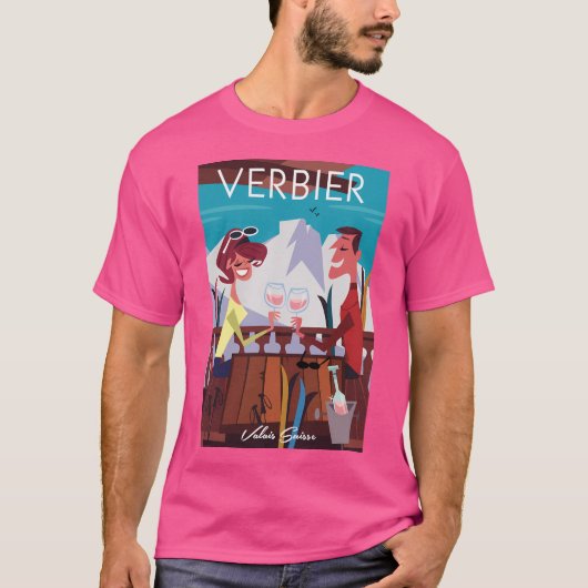 T-shirt Poster de ski Verbier (Devant)