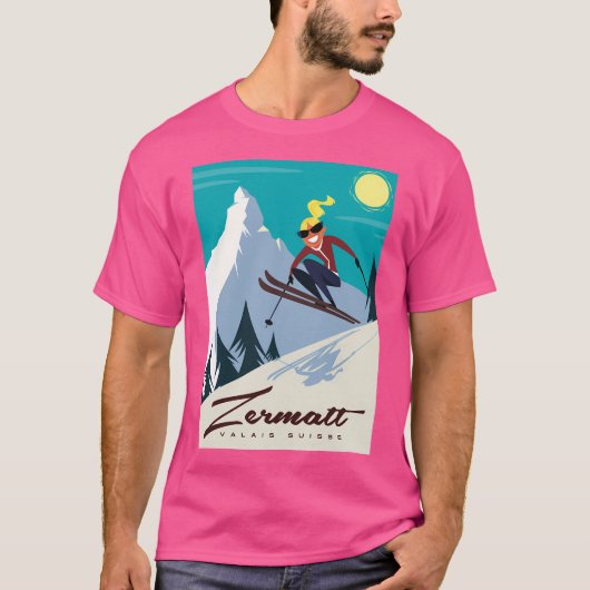 T-shirt Poster de ski Zermatt (Devant)