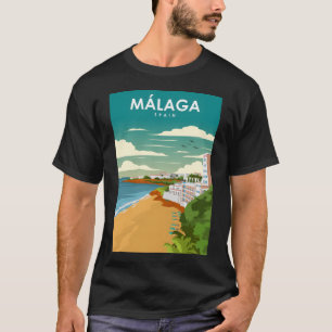 T-shirt Poster de voyage de Malaga Spain Vintage Minimum R